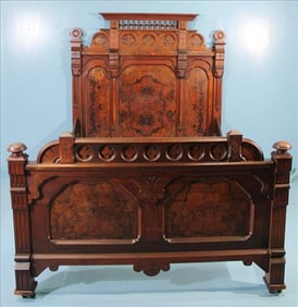 Eastlake Burl Walnut Bed
