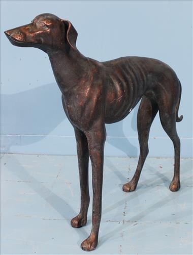 Life Sized Mixed Metal Sculpture of Greyhound or Whippet (1 of 4)