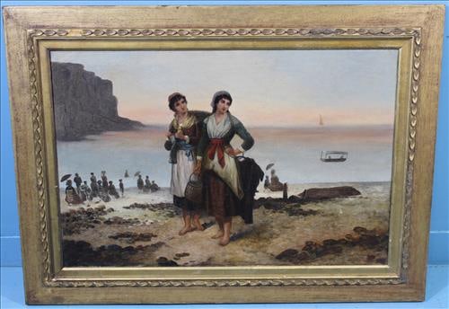 Morgan – Coastal Scene with Fishmongers, Oil on Canvas (1 of 4)