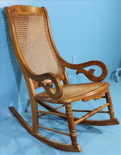 Antique Walnut Caned Rocking Chair (1 of 4)