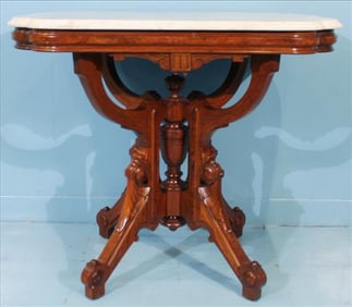 Antique Victorian Marble Top Parlor Table