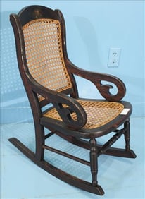 Antique Victorian Cain and Stenciled Child's Rocking Chair