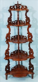 Antique Victorian Mahogany 5 Tier Corner Etagere