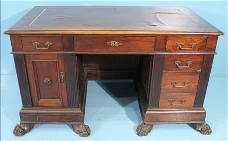 Victorian Mahogany Claw Foot Executive Desk