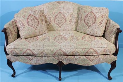 French revival settee, 35 in. T, 53 in. W, 20 in. D.