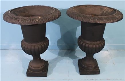 Pair of Cast Iron Black garden Urns