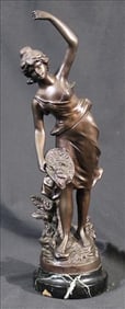 Solid bronze Sculpture of Figural Maiden on marble base