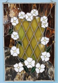 Stain Glass Window Pane with Magnolias
