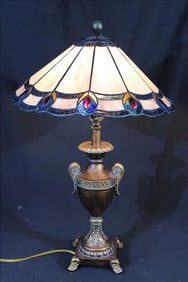 Leaded slate glass lamp
