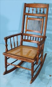 Eastlake Spindle and Cane Bottom Rocking Chair