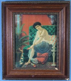 Print of woman in Victorian frame, 30 in T, 26 in. W.