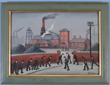 Signed James Downie Oil Painting "Coal Mine Miners"