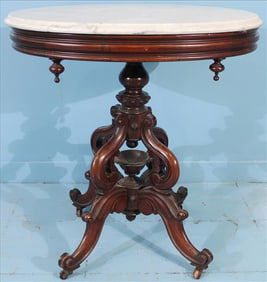 Victorian Oval Marble Top Parlor Table