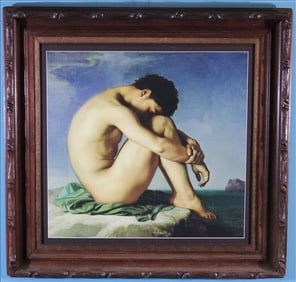 Print of Painting Entitled "Young Man Sitting by Sea" by French Artist Flandrin