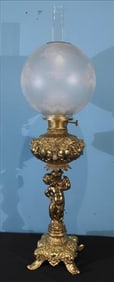 Brass Victorian Style Figural Parlor Lamp
