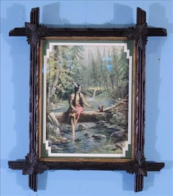 Victorian Crossbow Walnut Frame with Indian Princess