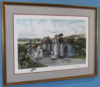 Print after Original Etching Entitled "Berry Pickers"