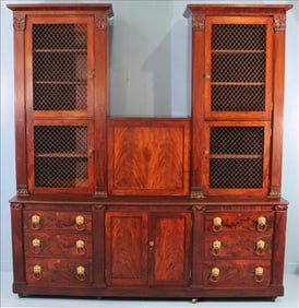 Exceptional 19th Century English Mahogany Secretary Bookcase. C. 1840-50s