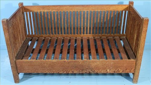 Stickley Style Oak Spindle Loveseat