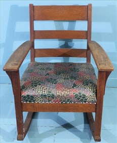 Stickley Style Arts and Crafts Oak Rocking Chair