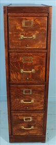 Antique Arts and Crafts Oak 4 Drawer Library Filing Cabinet