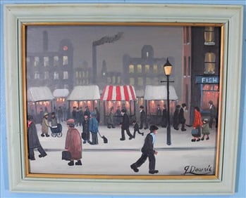 James Downie Oil Painting "Manchester Market St." Signed 2007