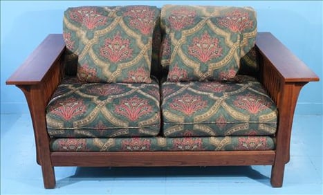 Mission Oak or Arts & Crafts Style Oak Loveseat