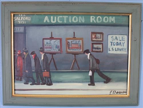 James Downie Oil Painting "L.S. Lowry Auction" Signed 2006 (1 of 2)