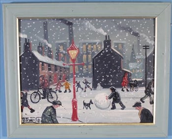 James Downie Oil Painting "A Salford Winter Street Scene" Signed 2008