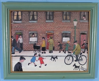 James Downie Oil Painting "Salford Street Scene" Signed