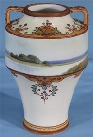 Hand Painted Scenic Porcelain Nippon Vase