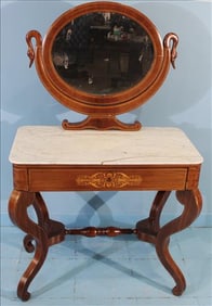 19th C. Rosewood Inlaid Ladies Dressing Table