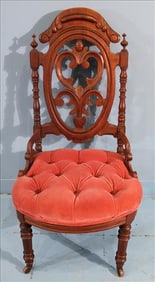 Victorian Walnut Ornate Slipper Chair