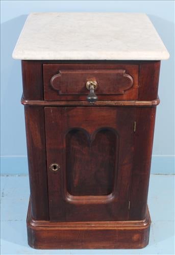 Victorian Walnut Marble Top Nightstand or Side Table (1 of 2)