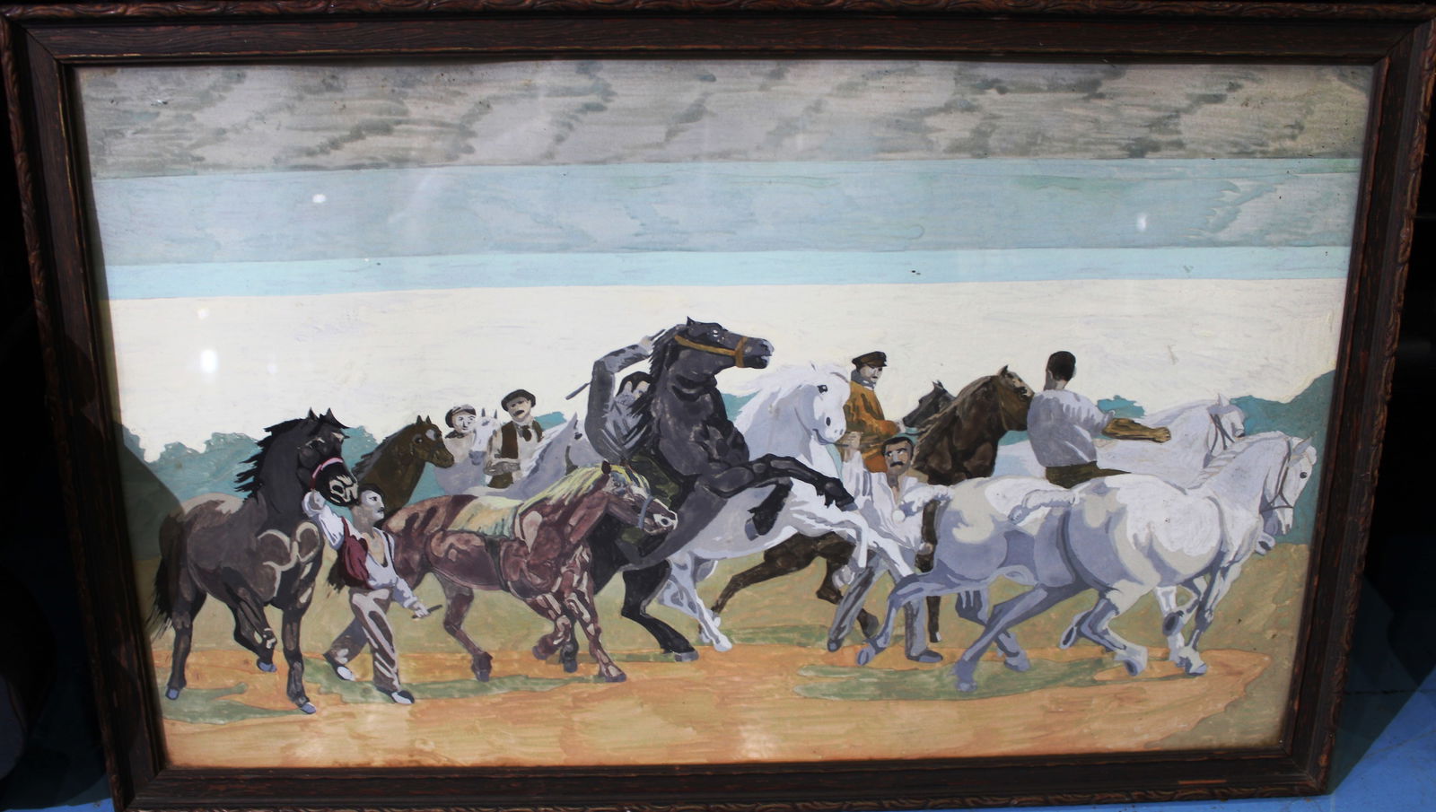 Framed Equestrian Print of Riders and Horses in Motion (1 of 2)