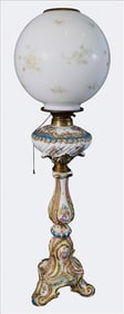 Large Dresden Porcelain Banquet Lamp, Late 19th Century
