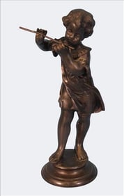 Bronze Sculpture of a Young Flutist