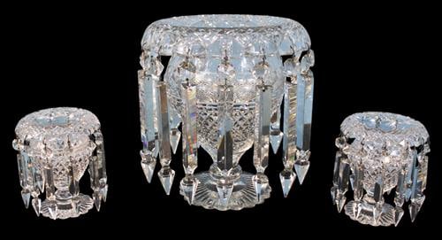 Set of Three American Brilliant Period Cut Glass Mantle Lusters