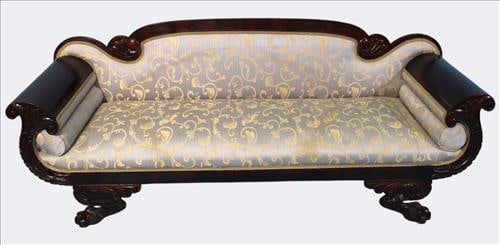 Classical Mahogany sofa with Carved Paw Feet, circa 1840