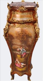 Exceptional French Vernis Martin Style Painted and Gilt-Mounted Pedestal
