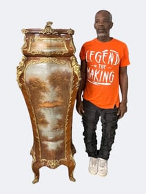 Exceptional French Vernis Martin Style Painted and Gilt-Mounted Pedestal