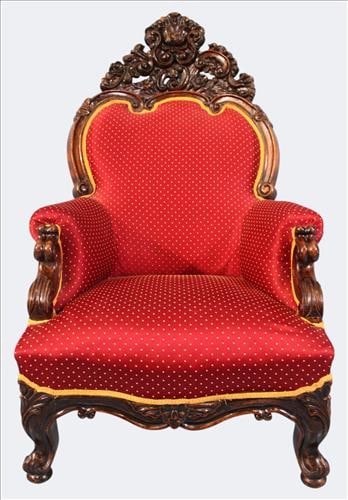 Victorian Rococo Revival Parlor Armchair Attr. to Meeks (1 of 3)