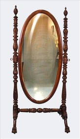 Victorian Carved Mahogany Cheval Mirror