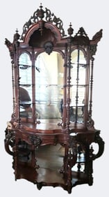Monumental Laminated Rosewood Rococo Revival Etagere, Attr. to Thomas Brooks, New York, c.
