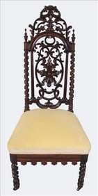 Victorian Rococo Gothic Rosewood Carved Side Chair