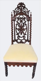 Victorian Rococo Gothic Rosewood Carved Side Chair