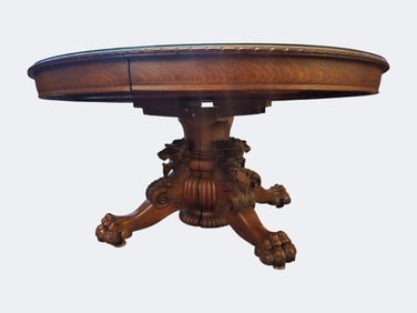 RJ Horner Heavily Carved Round Dining Table