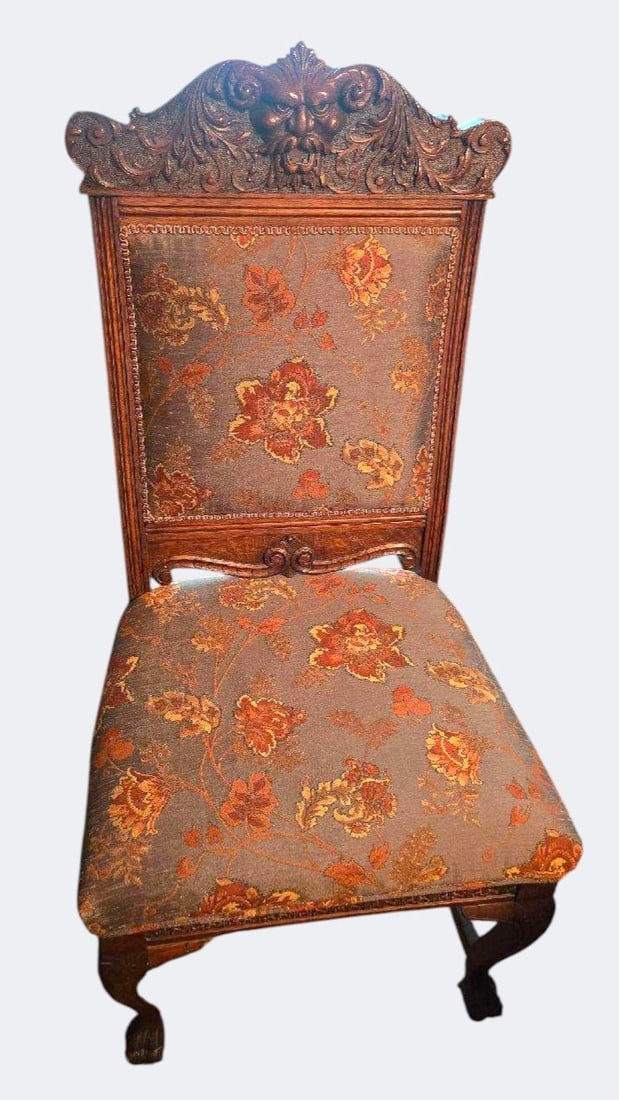 Set of Four RJ Horner Carved Oak Side Chairs (1 of 2)