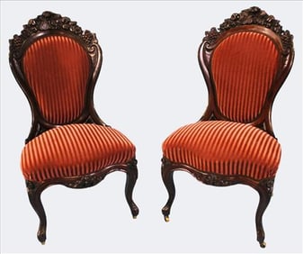 Pair of Victorian Balloon-Back "Rosalie with Grapes" Pattern Side Chairs, J.H. Belter