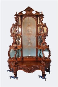 Victorian Rococo Revival Carved Mahongany Etagere, Mid 19th Century